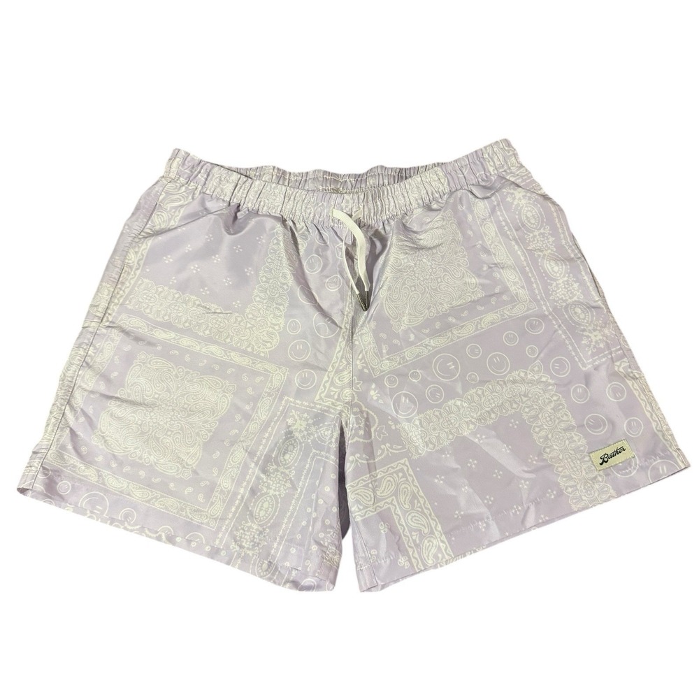 Bather 5" Bandana Swim Shorts Trunks Purple‎ White Men's Size XL